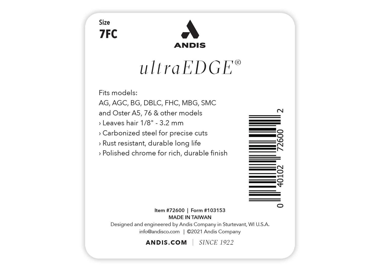 Andis Blade #7FC - 3,2 Mm 3 Andis Blade #7FC - 3,2 Mm - Image 3