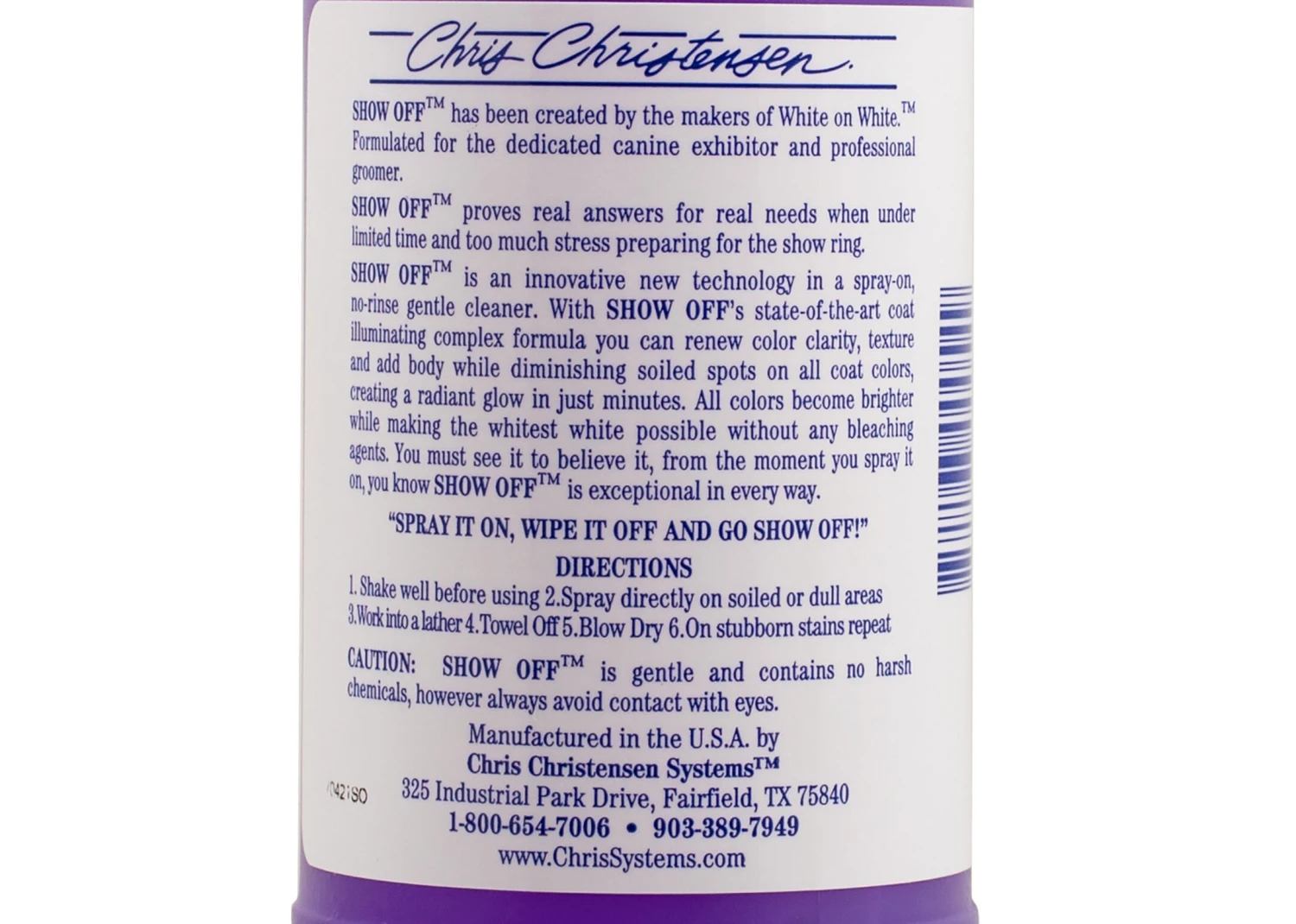 Chris Christensen Systems Show Off No Rinse Shampoo 473 Ml 4 Chris Christensen Systems Show Off No Rinse Shampoo 473 Ml - Image 4