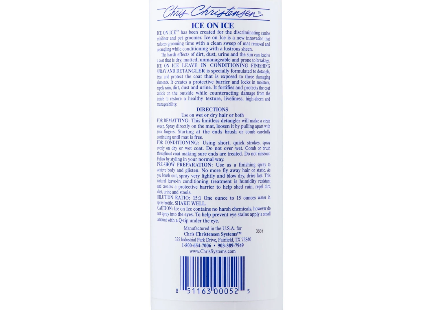 Chris Christensen Systems Ice On Ice Concentrate 473 Ml Finishing Spray - Leave-in Conditioner 4 Chris Christensen Systems Ice On Ice Concentrate 473 Ml Finishing Spray - Leave-in Conditioner - Image 4